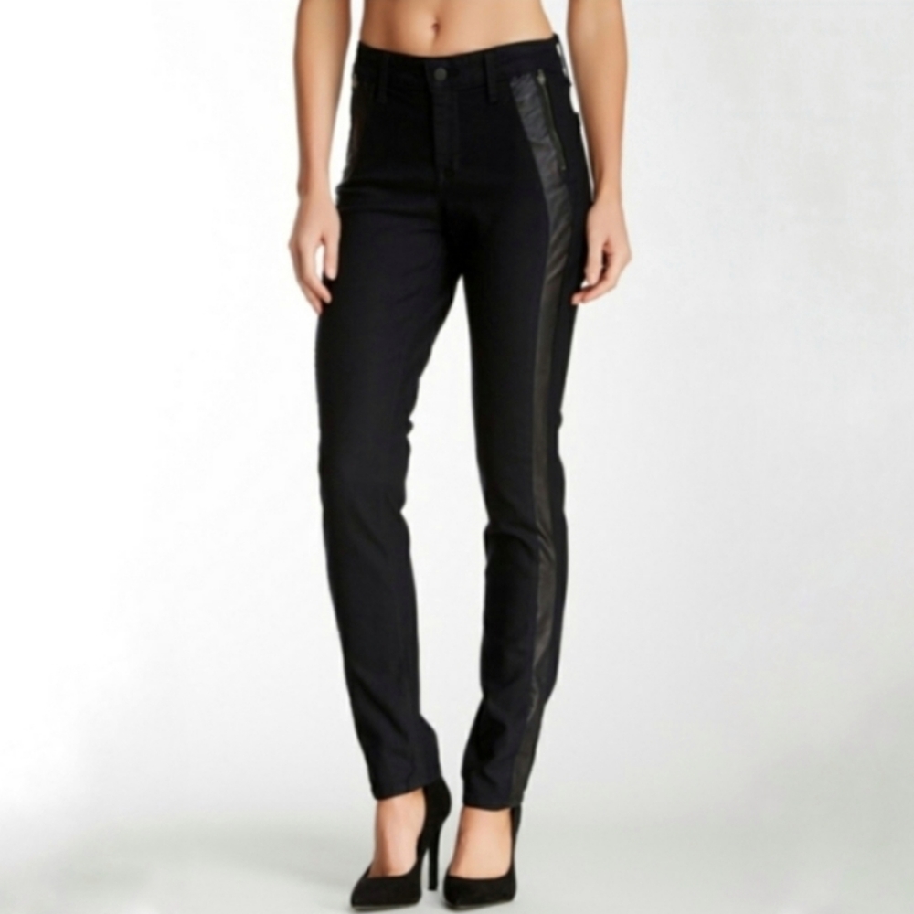 NYDJ Legging Dark Wash Faux Leather Panel jeans